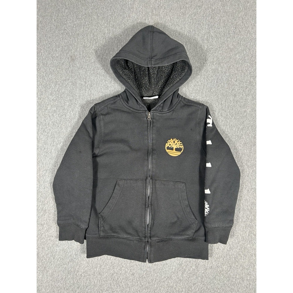Timberland Boys' Black Sherpa-Lined Full Zip Hoodie Size S/8